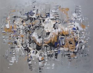 Silver and golds painting by Paul Ygartua in Vancouver