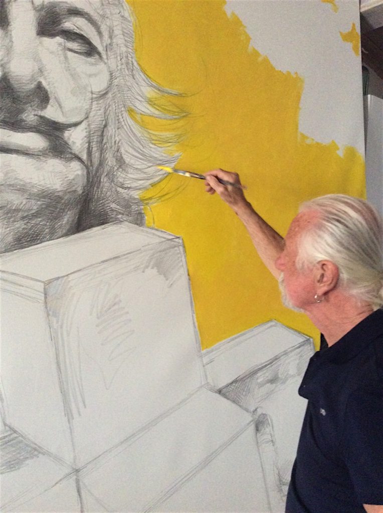 Painting the great Salvador Dali holding “The Cross” by Paul Ygartua
